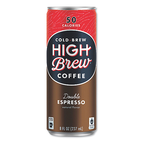 HIGH Brew Coffee Cold Brew Coffee + Protein, Double Expresso, 8 oz Can, 12/Pack (00500)