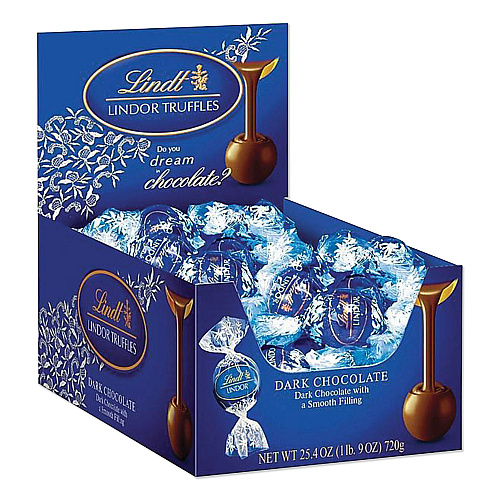 Lindt Lindor Dark Chocolate Truffles, 25.4 oz Box, 60/Box (LAS3513)