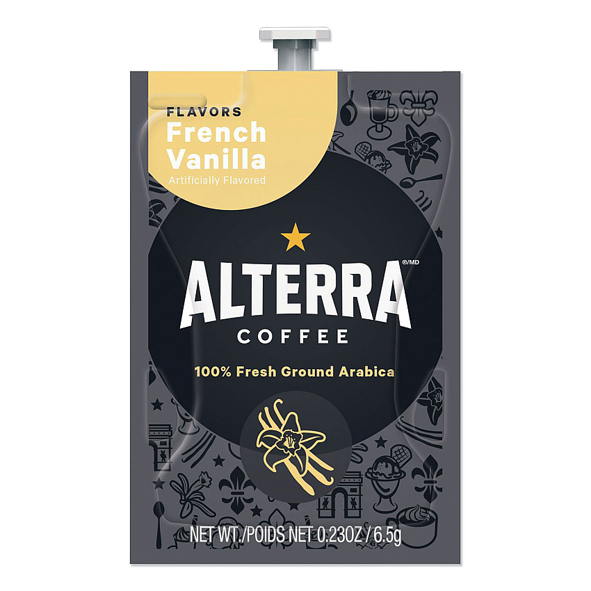 Alterra Coffee Freshpack Pods, French Vanilla, Medium Roast, 0.23 oz, 100/Carton (MDRA183)