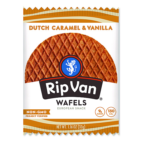 Rip Van Wafels - Single Serve, Dutch Caramel and Vanilla, 1.16 oz Pack, 12/Box (RVW00334)