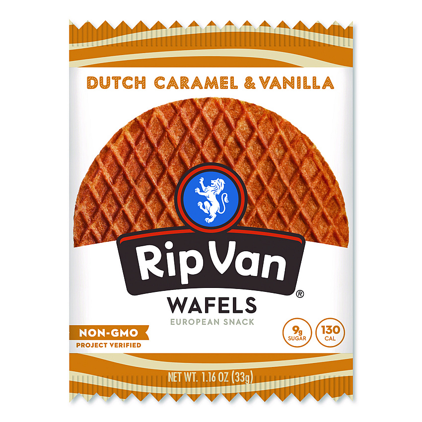 Rip Van Wafels - Single Serve, Dutch Caramel and Vanilla, 1.16 oz Pack, 12/Box (RVW00334)