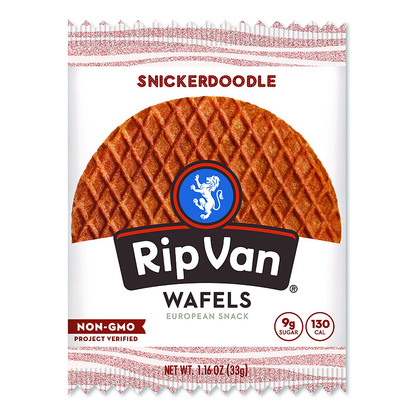 Rip Van Wafels - Single Serve, Snickerdoodle, 1.16 oz Pack, 12/Box (RVW00377)