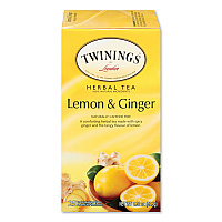 TWININGS Tea Bags, Lemon and Ginger, 1.32 oz Tea Bag, 25 Tea Bags/Box (85145)