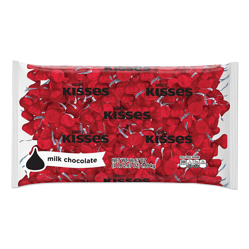 Hershey's KISSES, Milk Chocolate, Red Wrappers, 66.7 oz Bag (60286)