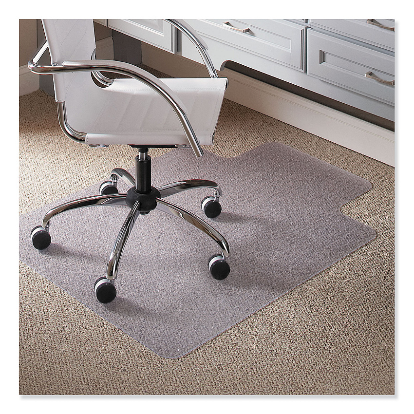 ES Robbins EverLife Light Use Chair Mat for Flat to Low Pile Carpet, Rectangular with Lip, 36 x 48, Clear Pile Carpet - 48" Length x 36" Width x 0.098" Thickness - Lip Size 10" Length x 20" Width - Vinyl - Clear - 1 Each (120023)