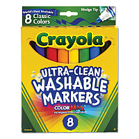 Crayola Ultra-Clean Washable Markers, Fine/Broad Wedge/Chisel Tips, Assorted Colors, 8/Box (587208)