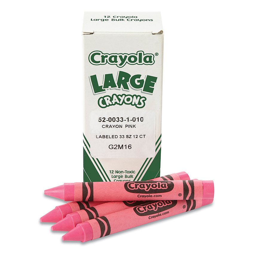 Crayola Large Crayons, Carnation Pink. 12/Box (24326254)