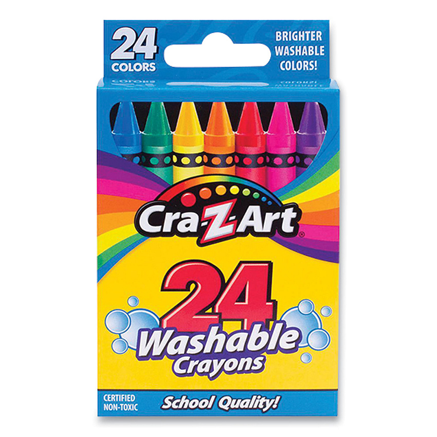 Cra-Z-Art Washable Crayons, Regular Size, 24 Assorted Colors, 24/Pack (1022248)
