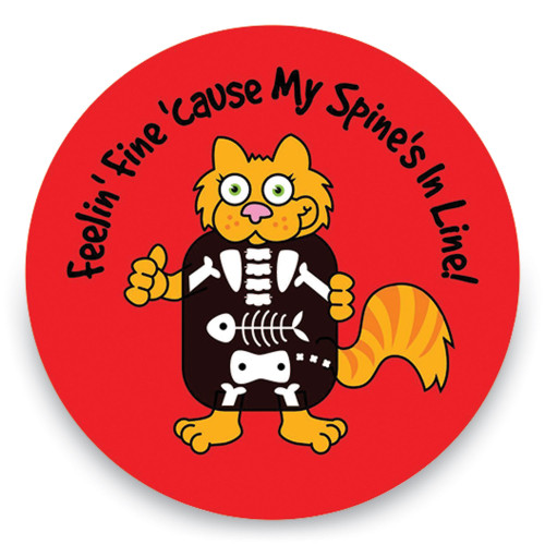 Medical Arts Press Chiropractor Stickers, Cat "Feelin' Fine 'Cause My Spine's In Line", 76