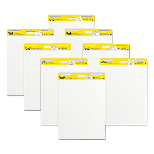Post-it Vertical-Orientation Self-Stick Easel Pads, Unruled, 25 x 30, White, 30 Sheets, 8/Pack (559VAD8PK)