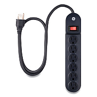 GE Heavy Duty Power Strip, 6 Outlets, 3 ft Cord, Black (56223)