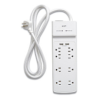 NXT Technologies Surge Protector, 8 AC Outlets/2 USB Ports, 6 ft Cord, 2,100 J, White (24324337)