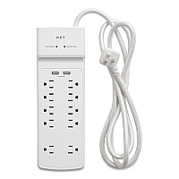 NXT Technologies Surge Protector, 10 AC Outlets/2 USB Ports, 6 ft Cord, 3,000 J, White (24324338)