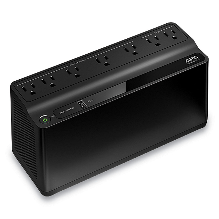 APC BN650M1 Back-UPS 650 VA Battery Backup System, 7 Outlets, 650 VA, 490 J (BVN650M1)