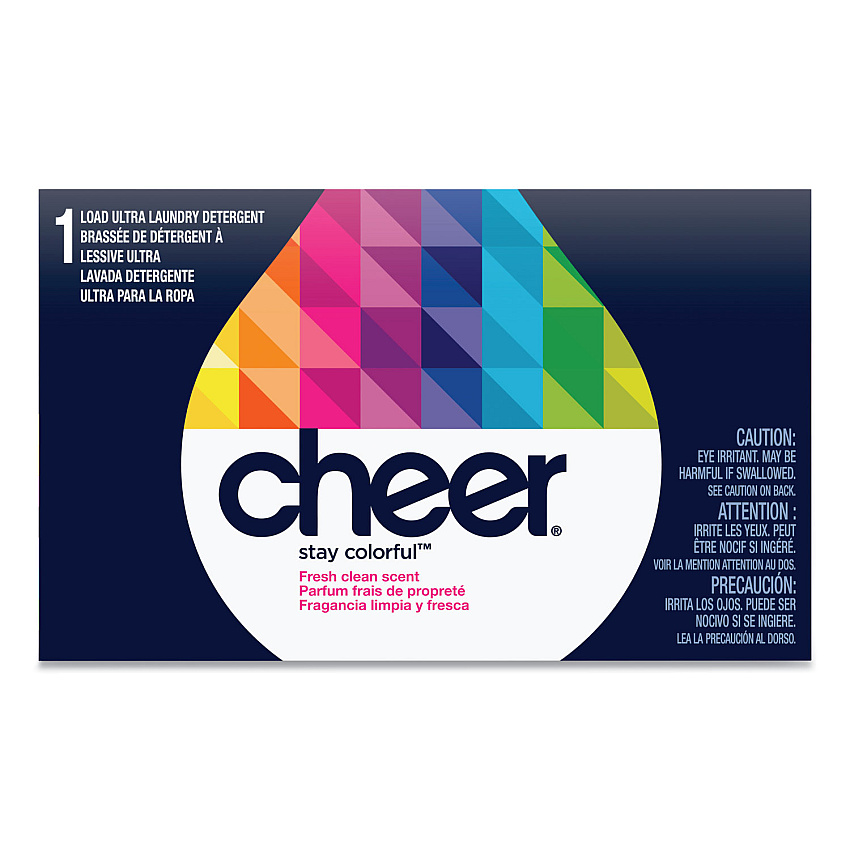 Cheer Powder Laundry Detergent, Fresh Clean Scent, 1.5 oz Box, 156/Carton (49336)