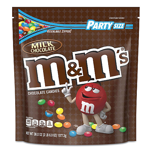 M&M's Milk Chocolate Candies, Milk Chocolate, 38 oz Bag (55114)