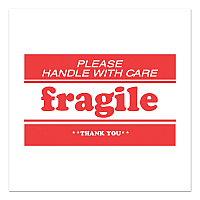 Decker Tape Products Pre-Printed Message Labels, Fragile-Please Handle with Care-Thank You, 2 x 3, White/Red, 500/Roll (DL1271B)