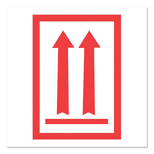 Decker Tape Products Pre-Printed Message Labels, Arrows Up Symbol, 3 x 5, White/Red, 500/Roll (DL1930C)