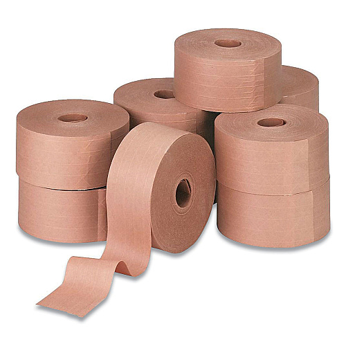 ipg Water-Activated Reinforced Carton Sealing Tape, 3" Core, 3" x 150 yds, Natural Kraft, 10/Carton (504315)