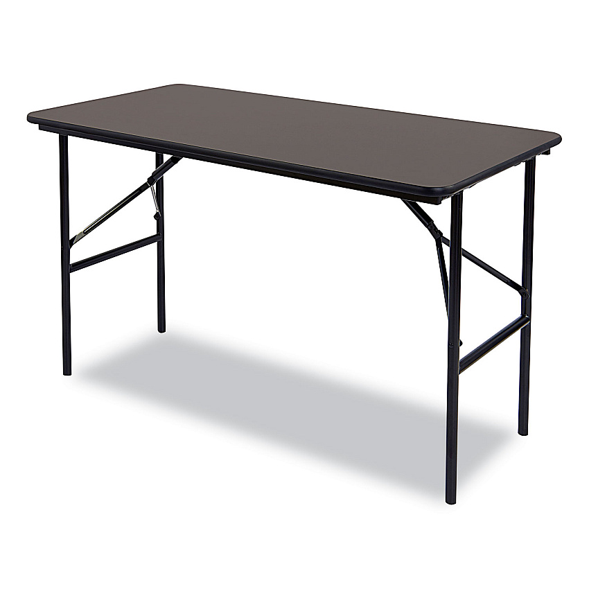 Iceberg OfficeWorks Classic Wood-Laminate Folding Table, Straight Legs, Rectangular, 48" x 24" x 29", Walnut (55304)