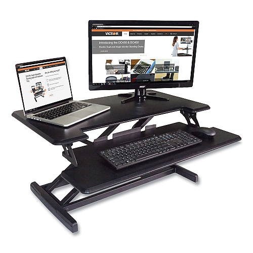 Victor High Rise Height Adjustable Compact Standing Desk with Keyboard Tray, 32.5 x 25 x 19, Black (DCX610)