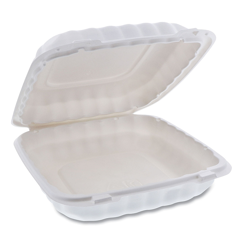 Pactiv EarthChoice SmartLock Microwavable MFPP Hinged Lid Container, 9 x 9 x 3.1, White, Plastic, 120/Carton (YCN80901)