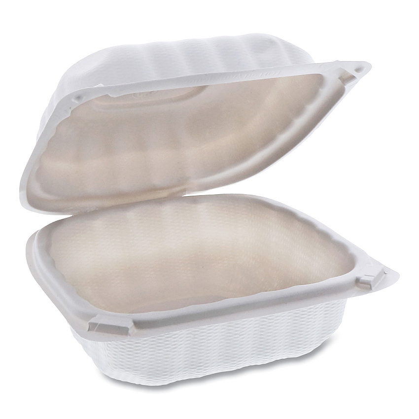 Pactiv EarthChoice SmartLock Microwavable MFPP Hinged Lid Container, 6 x 6 x 3.1, White, Plastic, 400/Carton (YCN80600)