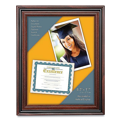 Victory Light Plastic Certificate Frame, 8.5 x 11, Rosewood/Black (VS4501B811)