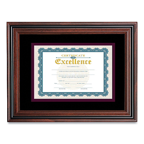 Victory Light Document Frame with Mat, 11 x 14, Rosewood/Black (VS4501B114)