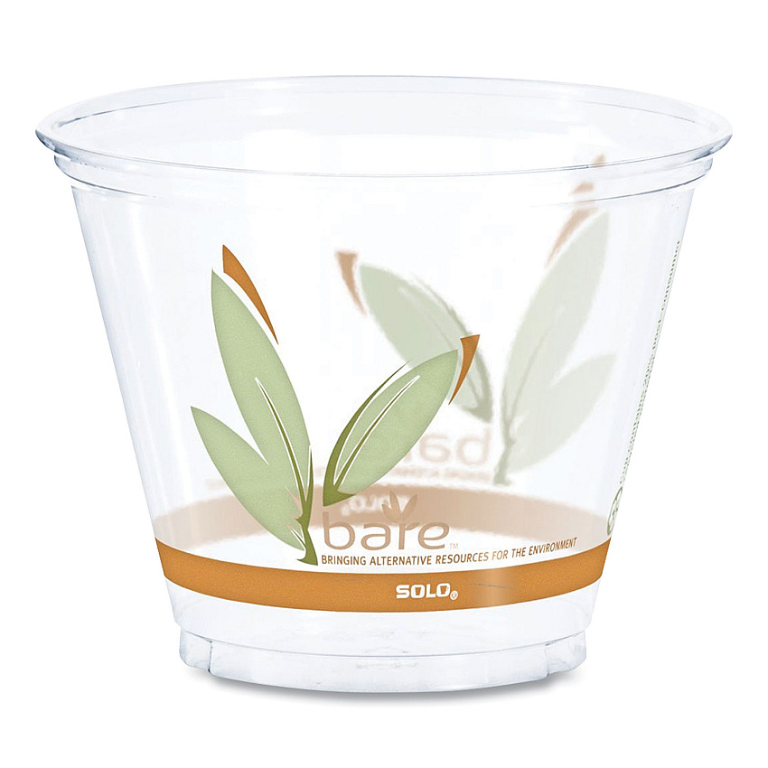 Dart Bare Eco-Forward RPET Cold Cups, ProPlanet Seal, 9 oz, Leaf Design, Clear/Green/Orange, 1,000/Carton (RTP9RBARE)