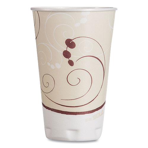 Dart Trophy Plus Dual Temperature Insulated Cups in Symphony Design, 16 oz, Beige, 50/Pack, 15 Packs/Carton (X16NJ8002)