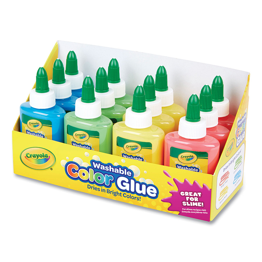 Crayola Washable Assorted Color Glue, 3 oz, 12/Pack (699100)