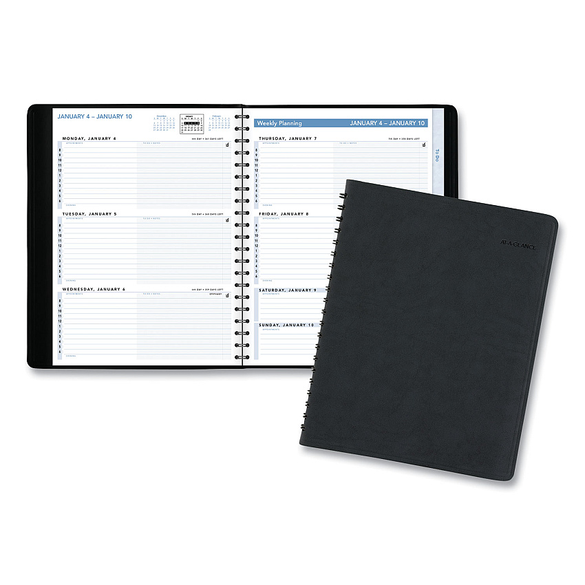 AT-A-GLANCE The Action Planner Weekly Appointment Book, 11 x 8, Black Cover, 12-Month (Jan to Dec): 2026 (70EP0105)