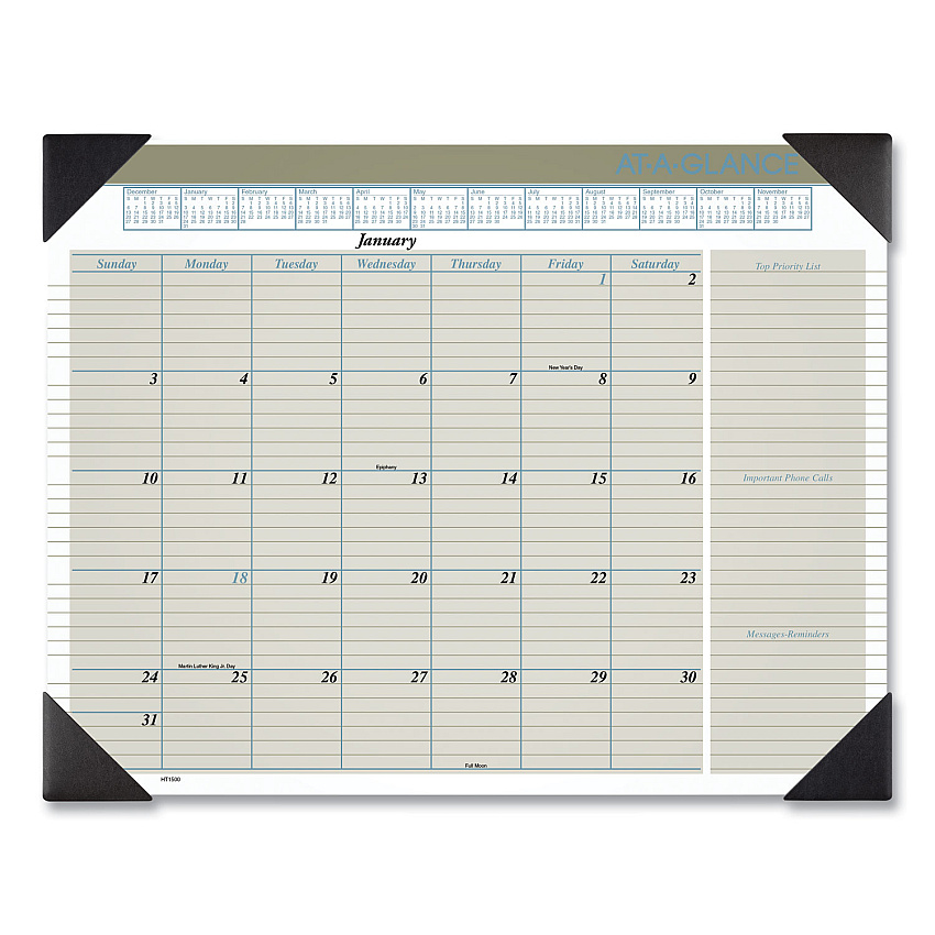 AT-A-GLANCE Executive Monthly Desk Pad Calendar, 22 x 17, White Sheets, Black Corners, 12-Month (Jan to Dec): 2026 (HT1500)