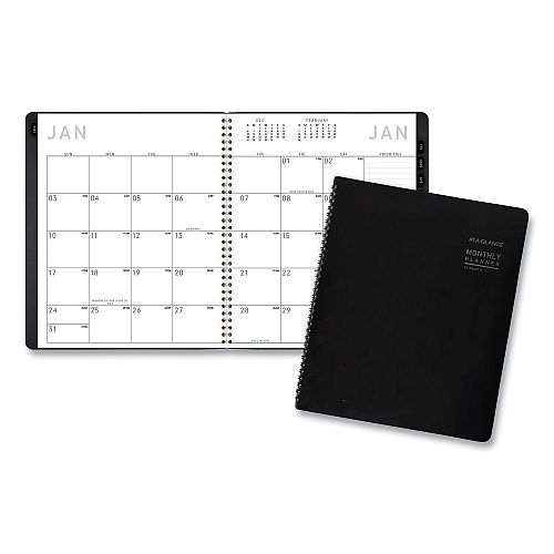 AT-A-GLANCE Contemporary Monthly Planner, Premium Paper, 11 x 9, Black Cover, 12-Month (Jan to Dec): 2026 (70260X05)
