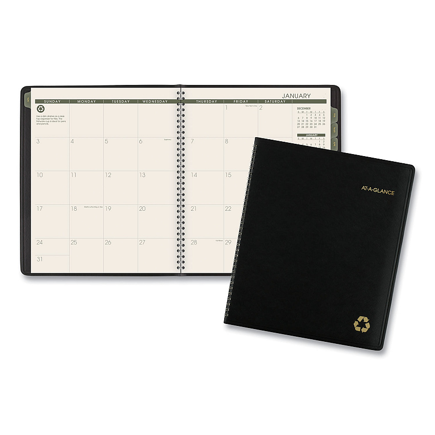 AT-A-GLANCE Recycled Monthly Planner, 11 x 9, Black Cover, 13-Month: Jan 2026 to Jan 2027 (70260G05)