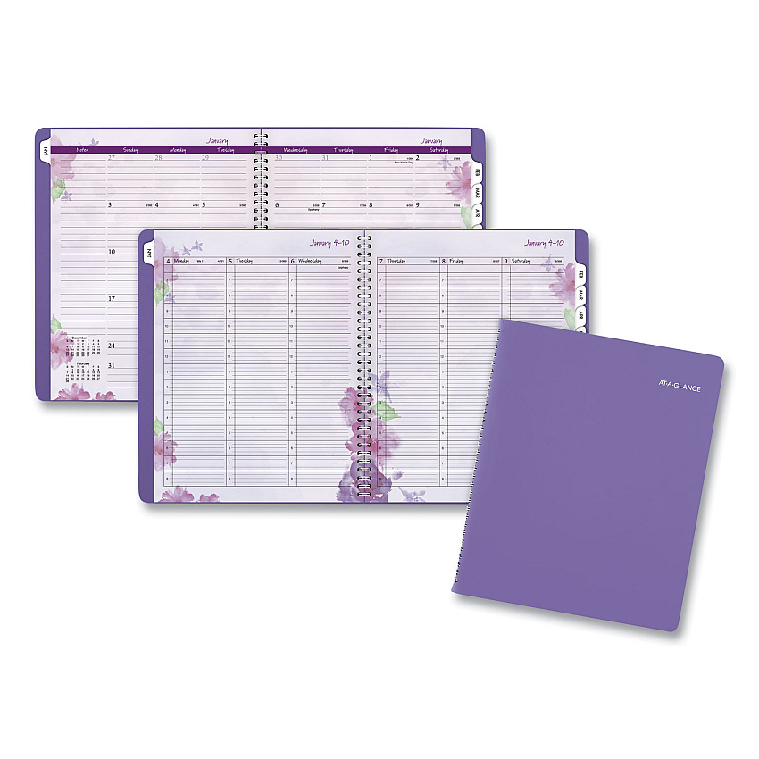 AT-A-GLANCE Beautiful Day Weekly/Monthly Planner, Vertical-Column Format, 11 x 8.5, Purple Cover, 13-Month: Jan 2026 to Jan 2027 (938P905)