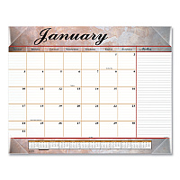 AT-A-GLANCE Marbled Desk Pad, Marbled Stone Artwork, 22 x 17, White/Multicolor Sheets, Clear Corners, 12-Month (Jan to Dec): 2026 (89702)