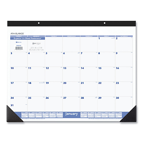 AT-A-GLANCE Desk Pad, 22 x 17, White Sheets, Black Binding, Black Corners, 12-Month (Jan to Dec): 2026 (SW20000)