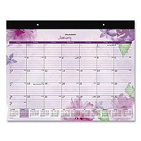 AT-A-GLANCE Beautiful Day Desk Pad Calendar, Floral Artwork, 21.75 x 17, Assorted Color Sheets, Black Binding, 12-Month (Jan-Dec): 2026 (SK38704)