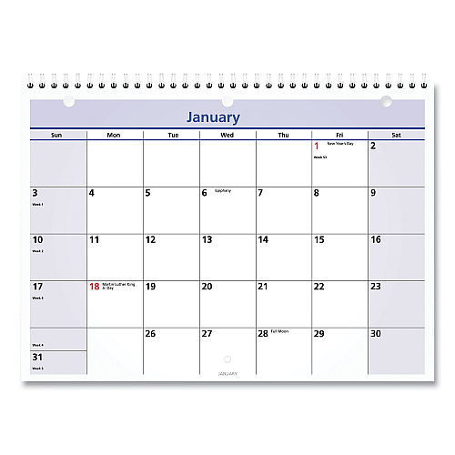 AT-A-GLANCE QuickNotes Desk/Wall Calendar, 3-Hole Punched, 11 x 8, White/Blue/Yellow Sheets, 12-Month (Jan to Dec): 2026 (PM5028)
