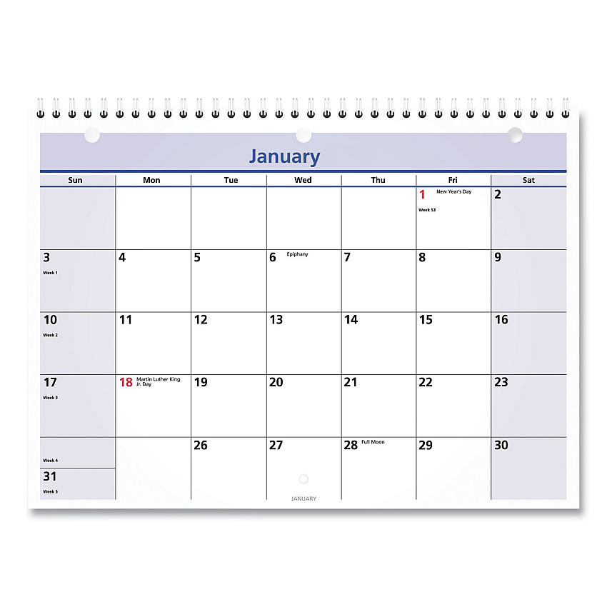 AT-A-GLANCE QuickNotes Desk/Wall Calendar, 3-Hole Punched, 11 x 8, White/Blue/Yellow Sheets, 12-Month (Jan to Dec): 2026 (PM5028)