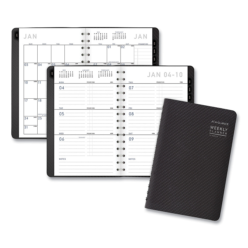 AT-A-GLANCE Contemporary Weekly/Monthly Planner, Open-Block Format, 8.5 x 5.5, Graphite Cover, 12-Month (Jan to Dec): 2026 (70100X45)
