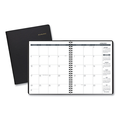 AT-A-GLANCE Monthly Planner, 8.75 x 7, Black Cover, 12-Month (Jan to Dec): 2026 (7012005)
