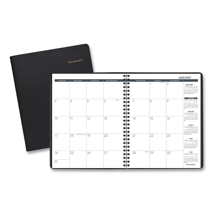 AT-A-GLANCE Monthly Planner, 8.75 x 7, Black Cover, 12-Month (Jan to Dec): 2026 (7012005)
