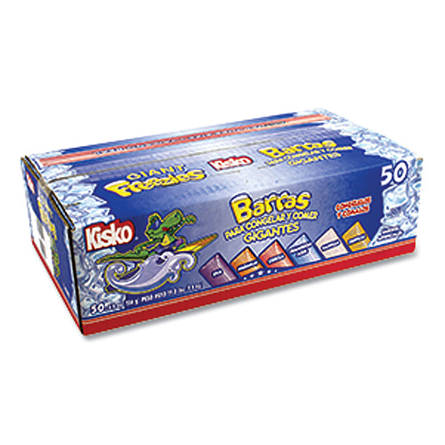 Kisko Giant Freezies, 6 Assorted Flavors, 5.5 oz Sleeve, 50 Sleeves/Box (20900477)