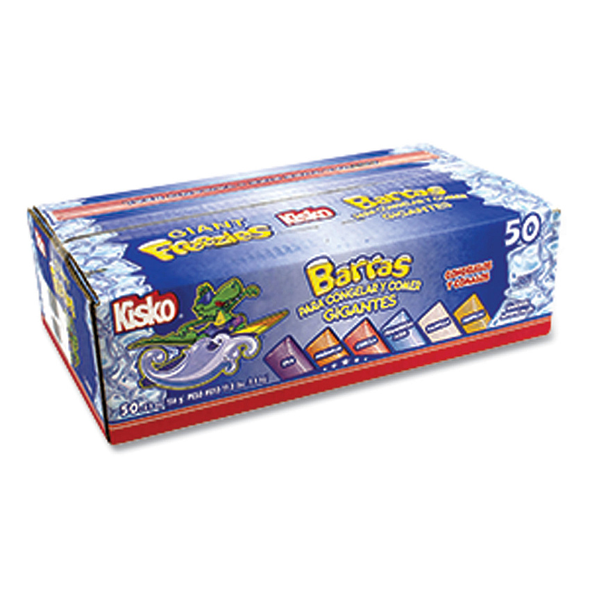 Kisko Giant Freezies, 6 Assorted Flavors, 5.5 oz Sleeve, 50 Sleeves/Box (20900477)