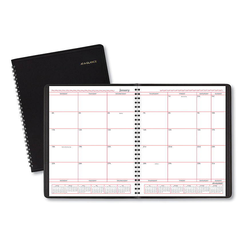AT-A-GLANCE Monthly Planner in Business Week Format, 10 x 8, Black Cover, 12-Month (Jan to Dec): 2026 (7013005)