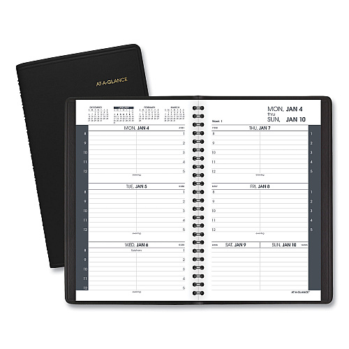 AT-A-GLANCE Weekly Block Format Appointment Book Ruled for Hourly Appointments, 8 x 5, Black Cover, 12-Month (Jan to Dec): 2026 (7007505)
