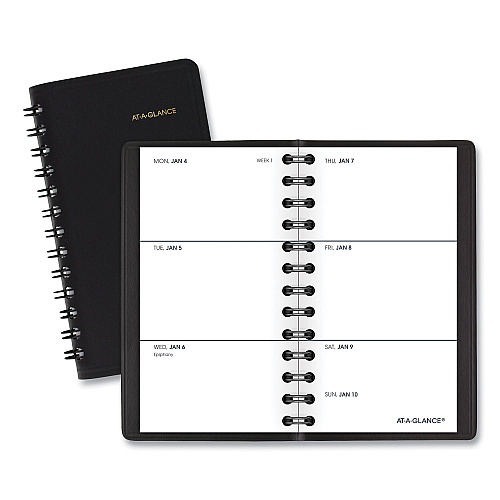AT-A-GLANCE Weekly Planner, 4.5 x 2.5, Black Cover, 12-Month (Jan to Dec): 2026 (7003505)